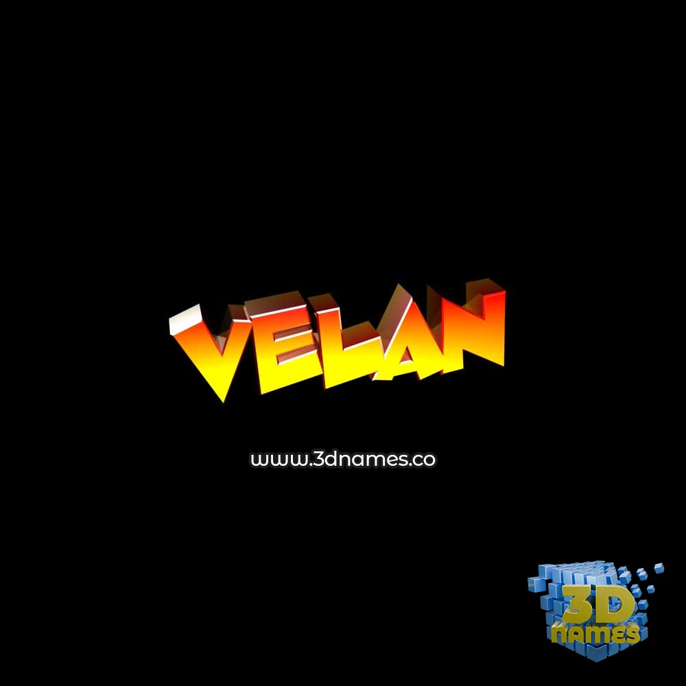 velan in Black Background style - 3D name wallpaper
