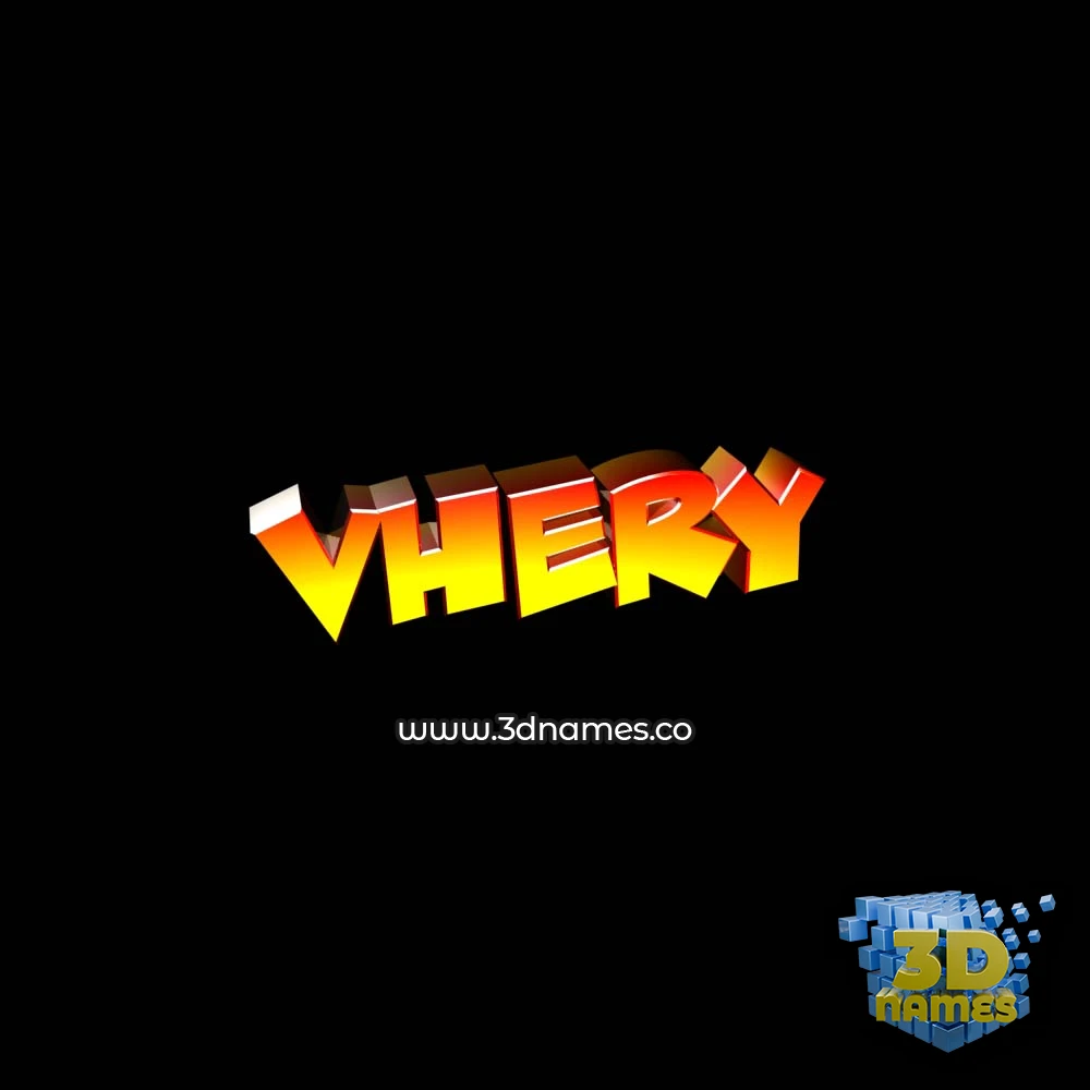 vhery in Black Background style - 3D name wallpaper