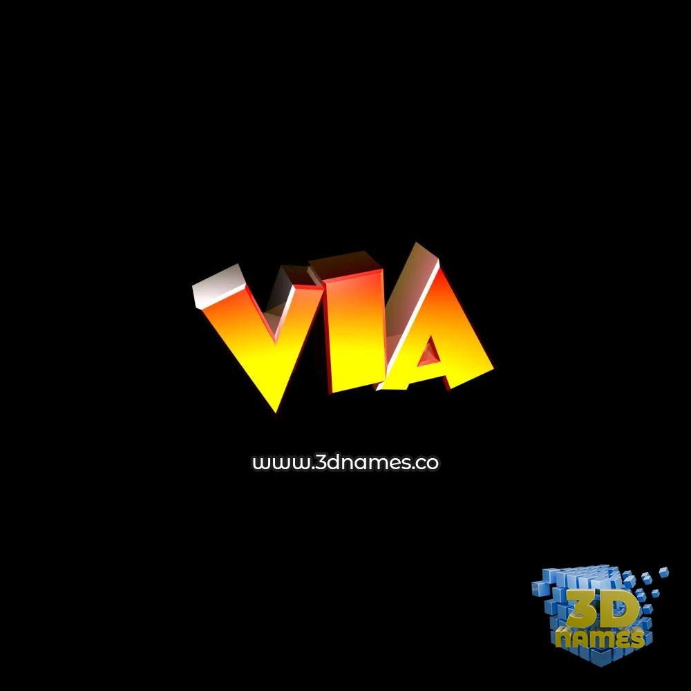 via in Black Background style - 3D name wallpaper