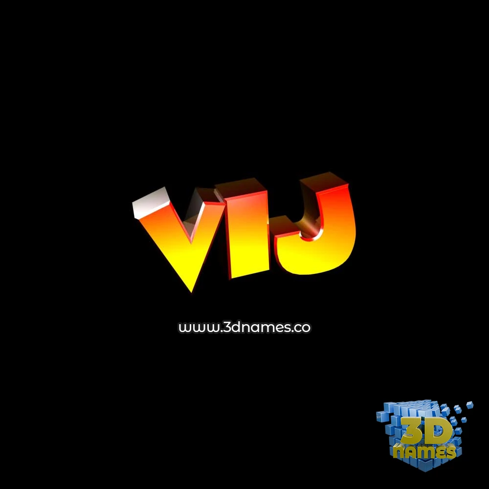vij in Black Background style - 3D name wallpaper