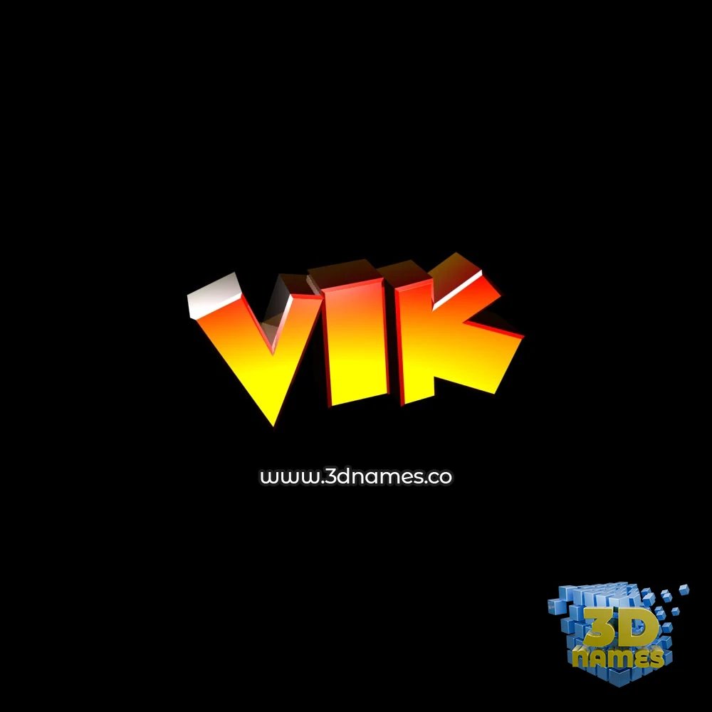 vik in Black Background style - 3D name wallpaper