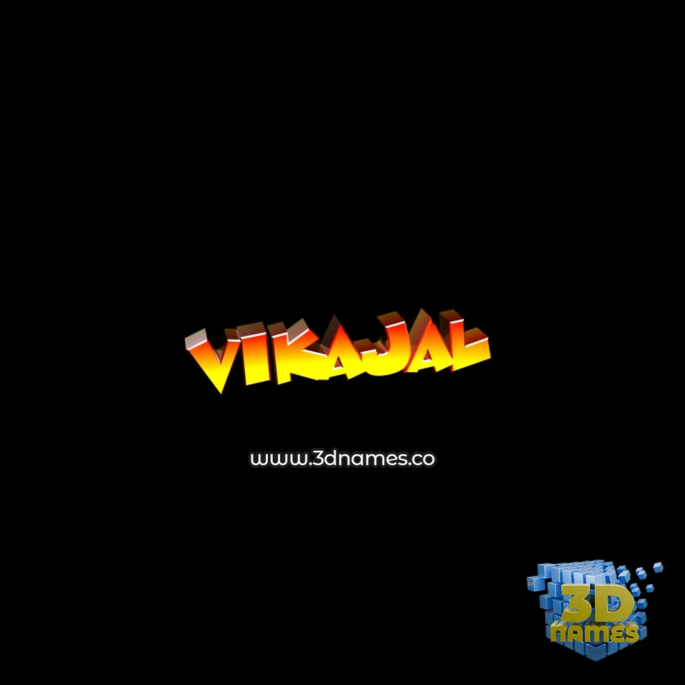 vikajal in Black Background style - 3D name wallpaper