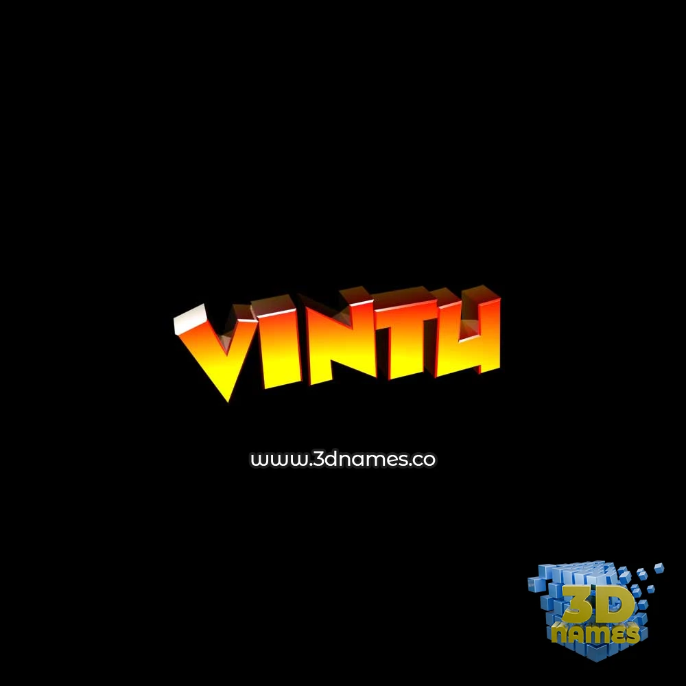 vintu in Black Background style - 3D name wallpaper