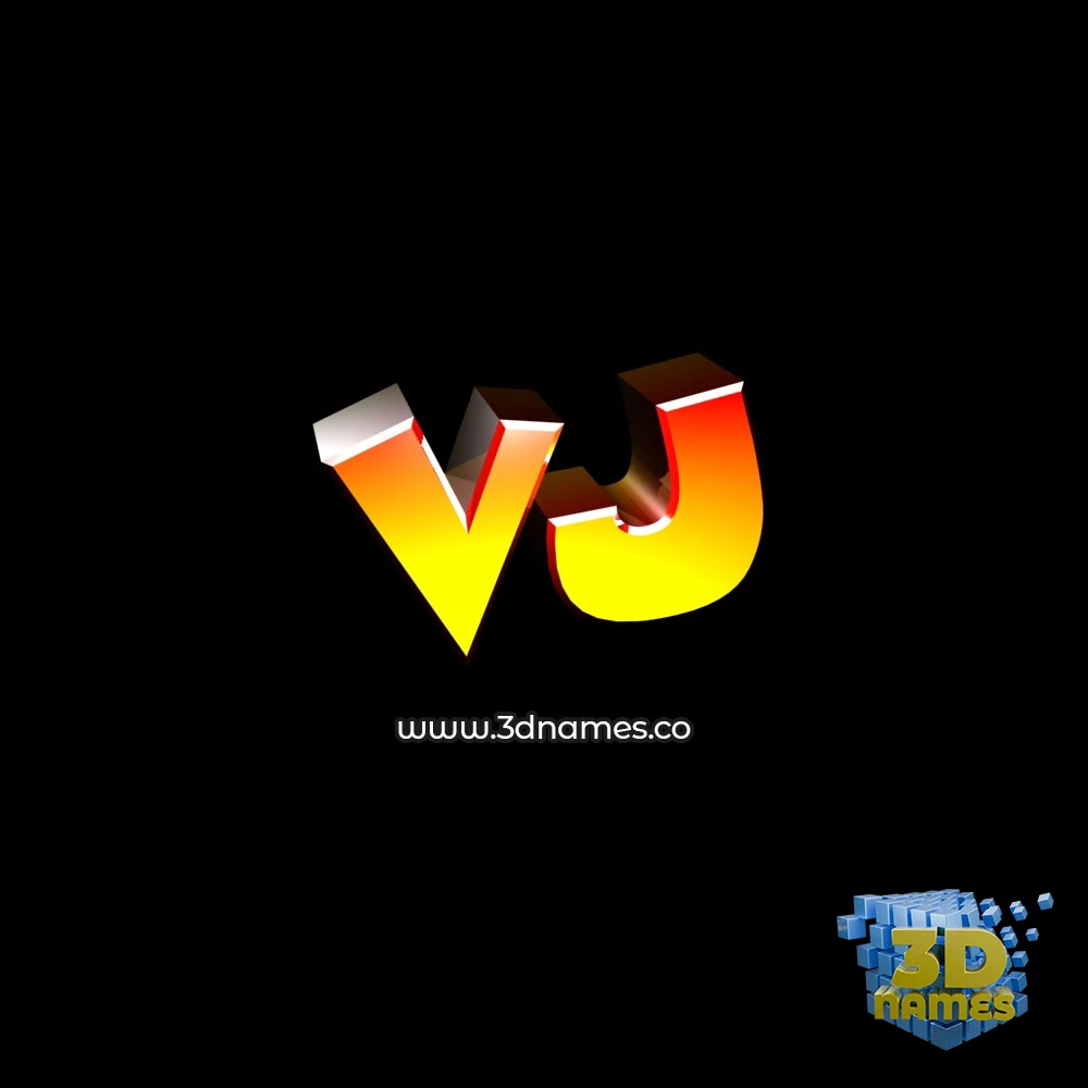 vj in Black Background style - 3D name wallpaper
