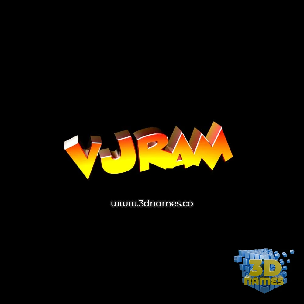 vjram in Black Background style - 3D name wallpaper