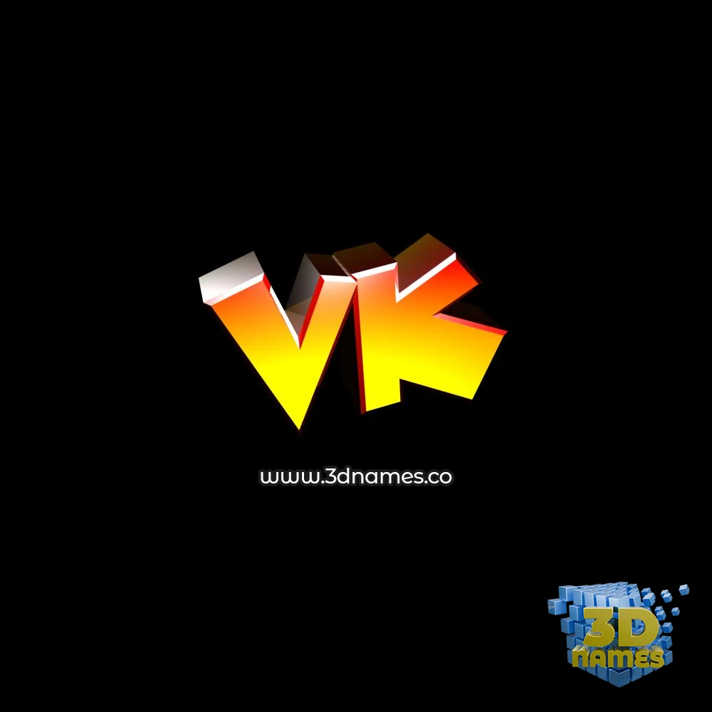 vk in Black Background style - 3D name wallpaper