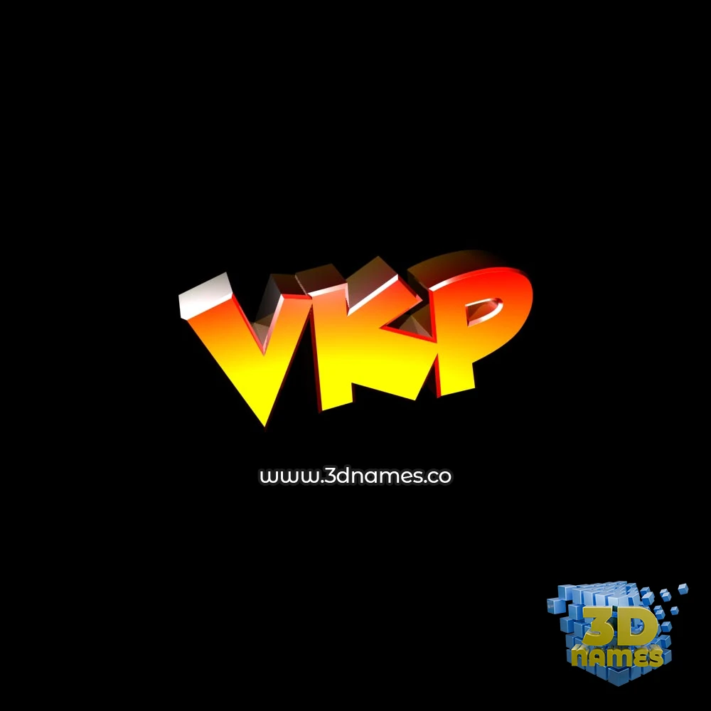 vkp in Black Background style - 3D name wallpaper