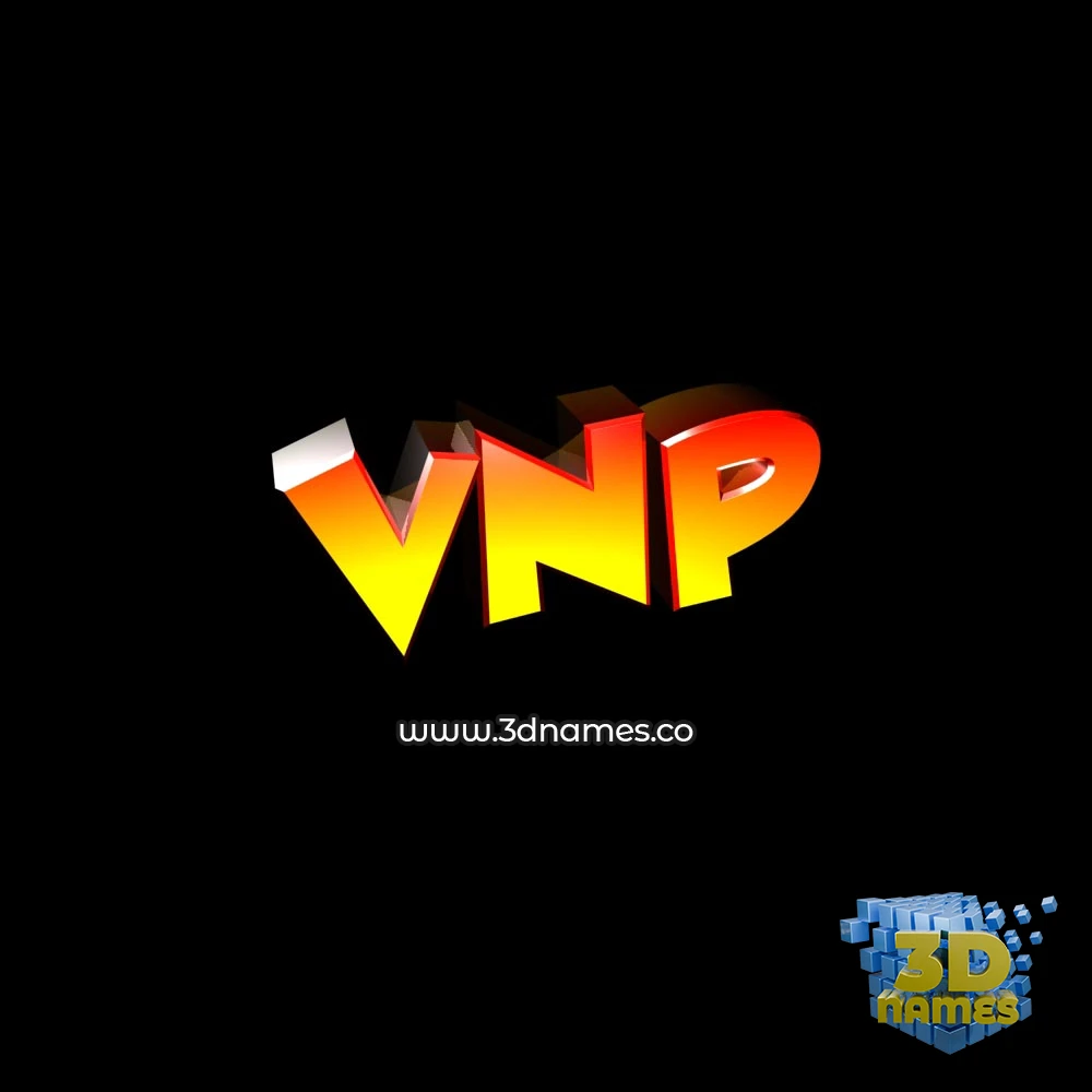 vnp in Black Background style - 3D name wallpaper