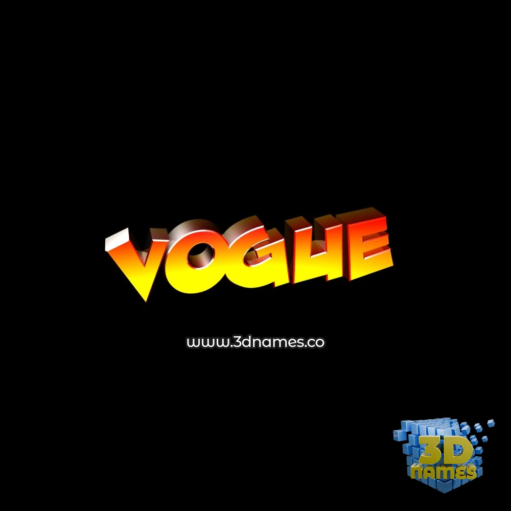 vogue in Black Background style - 3D name wallpaper