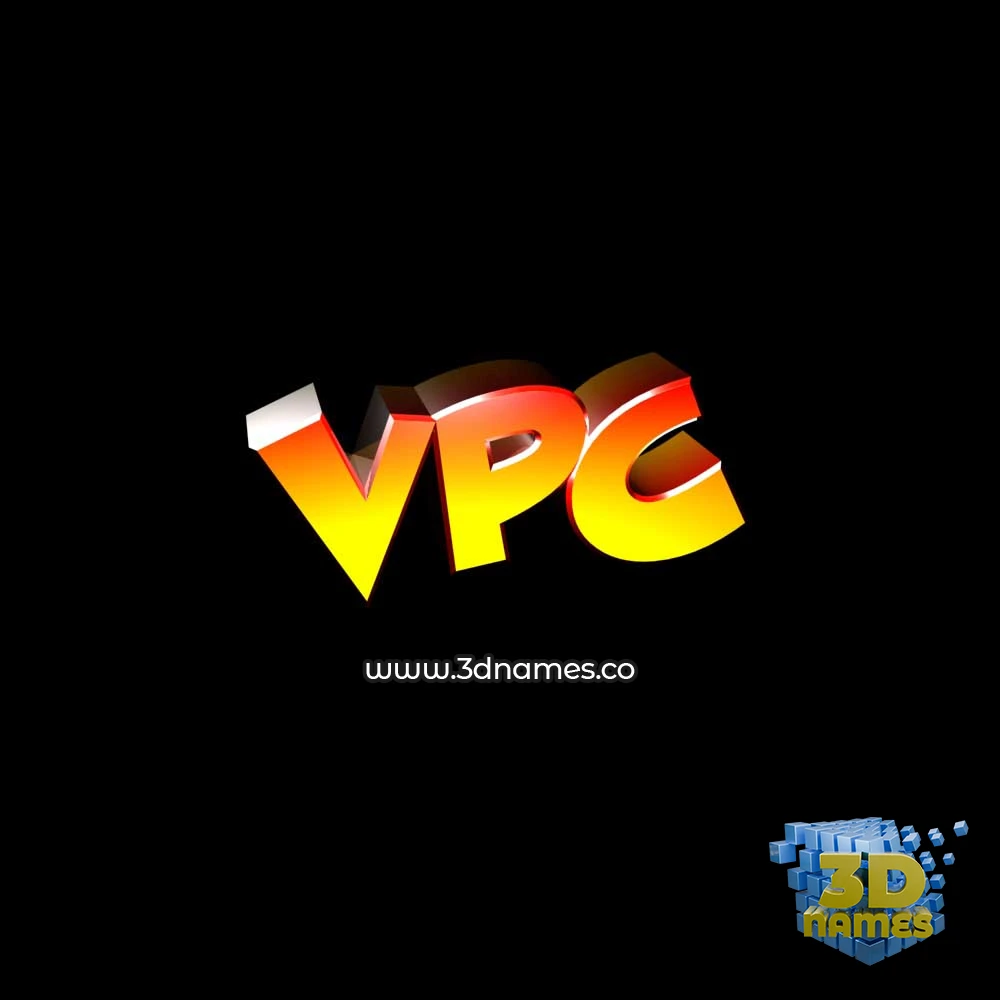 vpc in Black Background style - 3D name wallpaper