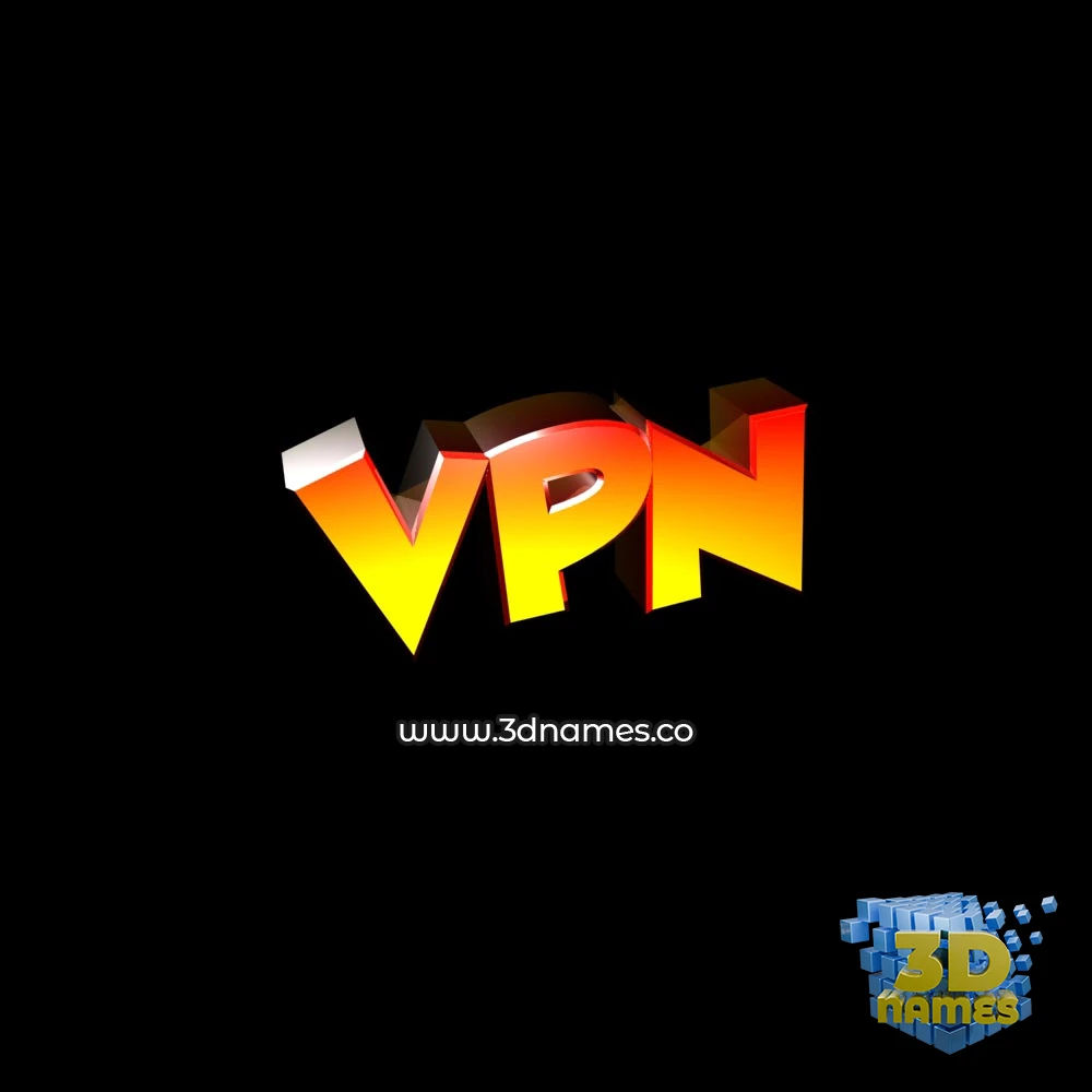 vpn in Black Background style - 3D name wallpaper