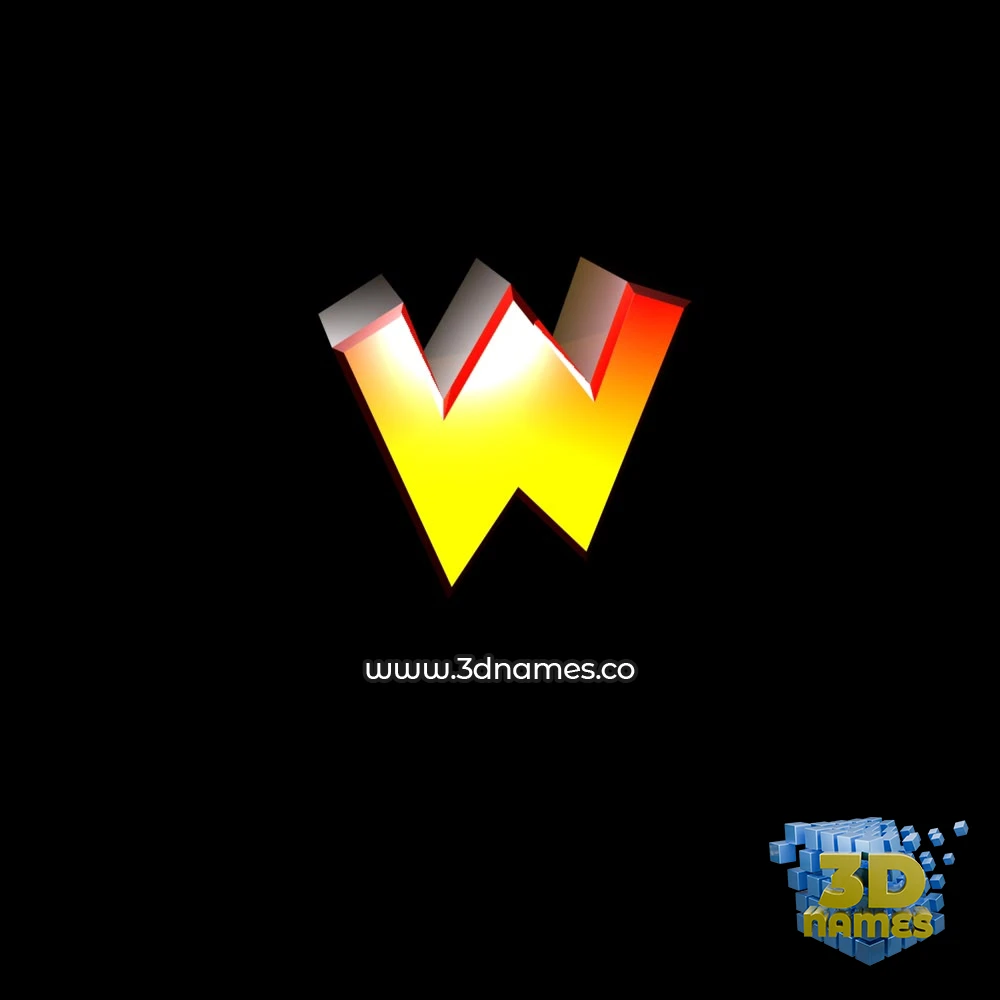 w in Black Background style - 3D name wallpaper