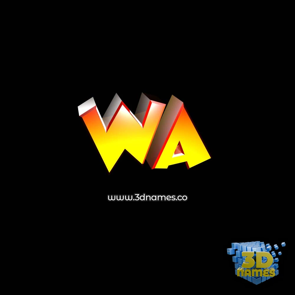 wa in Black Background style - 3D name wallpaper