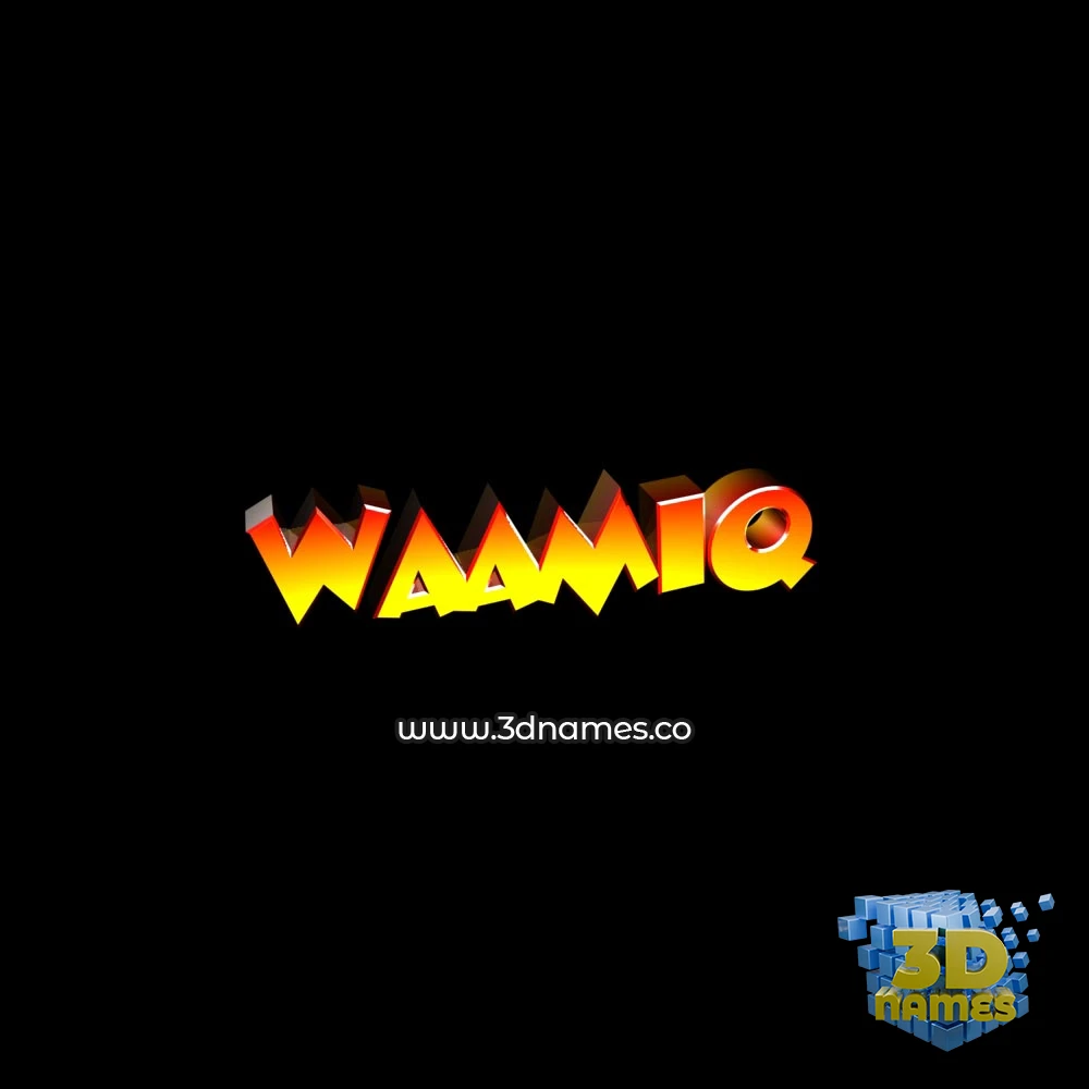 waamiq in Black Background style - 3D name wallpaper