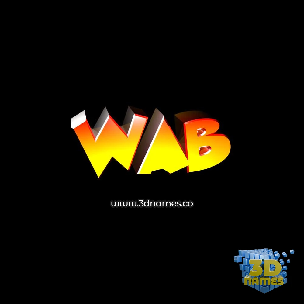 wab in Black Background style - 3D name wallpaper