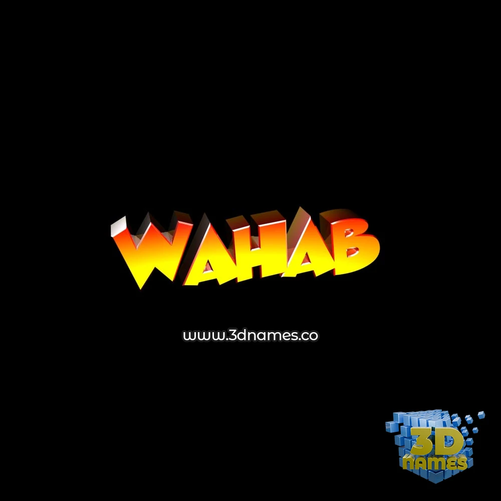 wahab in Black Background style - 3D name wallpaper
