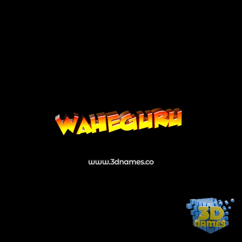 waheguru in Black Background style - 3D name wallpaper