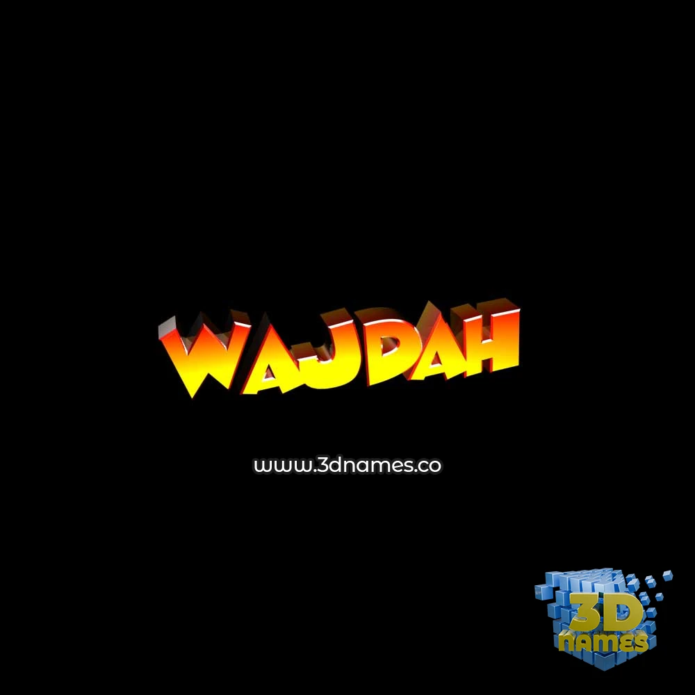 wajdah in Black Background style - 3D name wallpaper