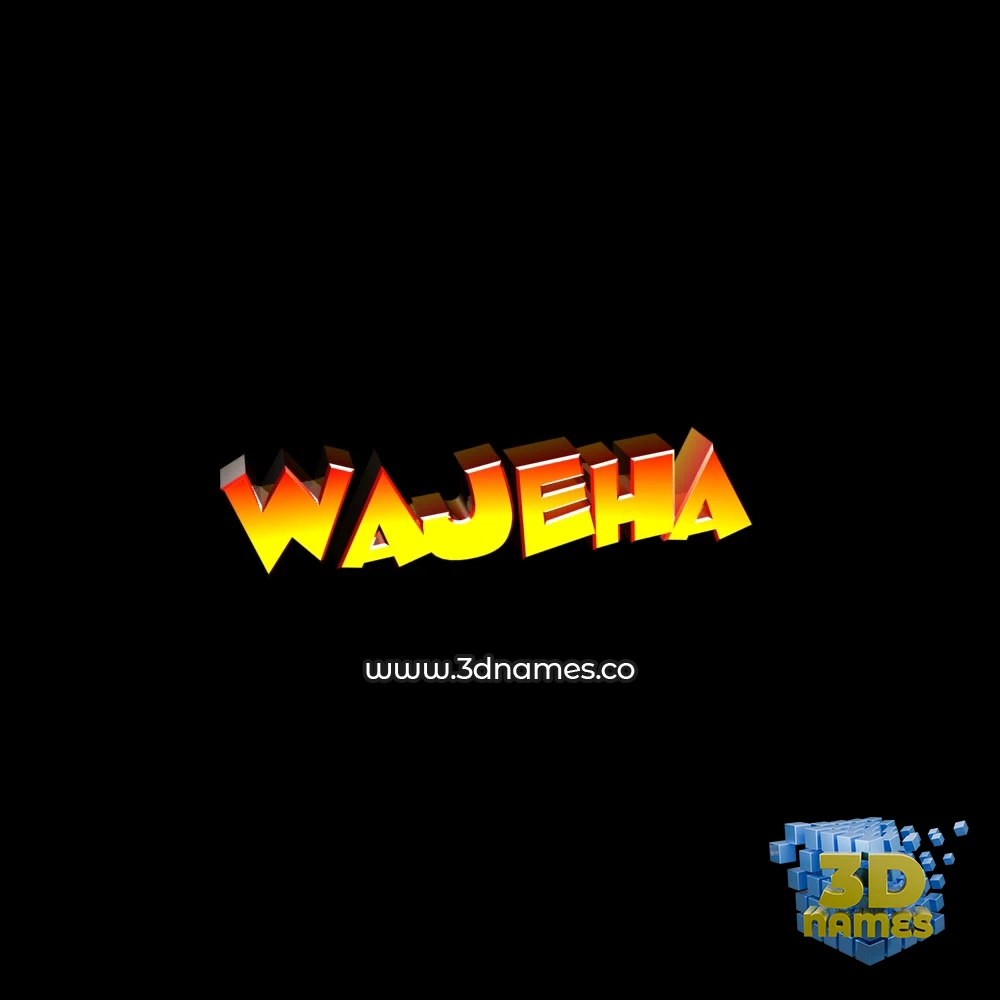 wajeha in Black Background style - 3D name wallpaper