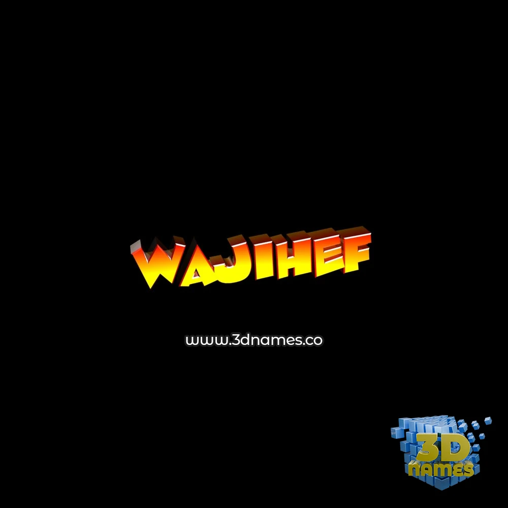 wajihef in Black Background style - 3D name wallpaper