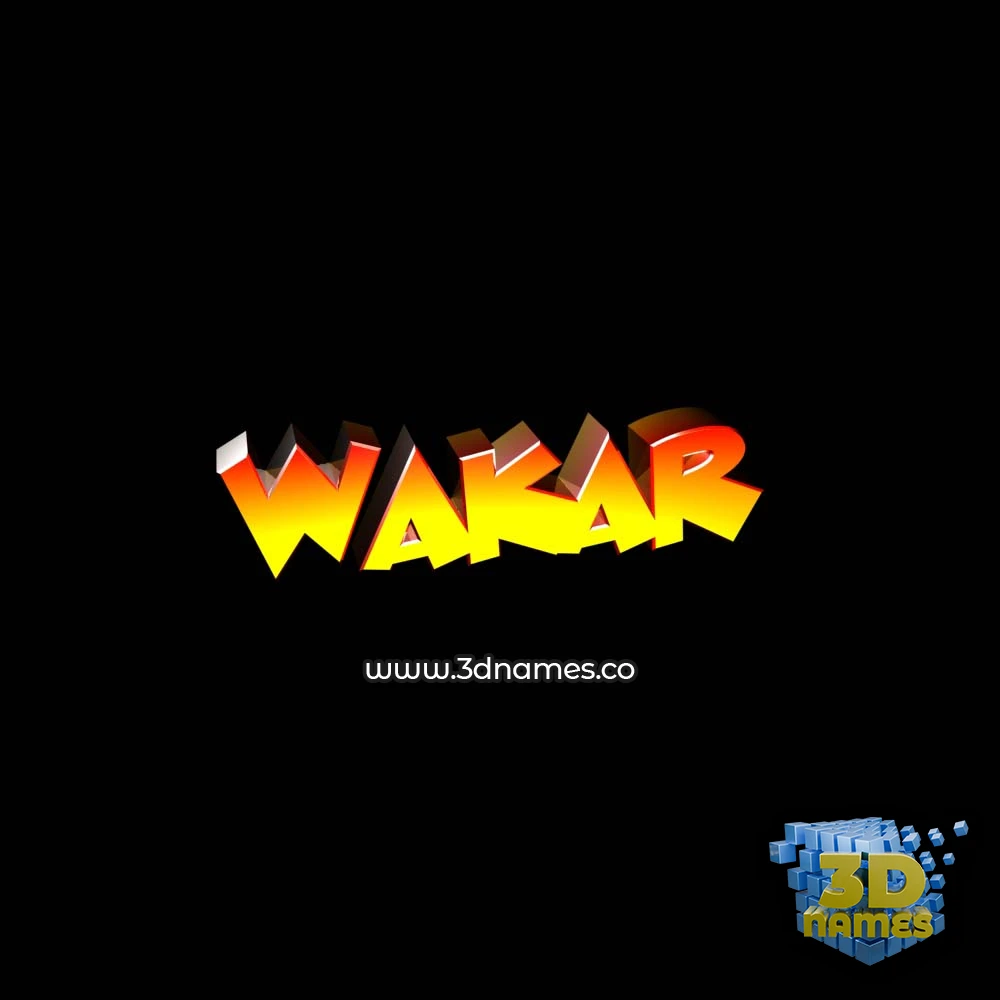 wakar in Black Background style - 3D name wallpaper