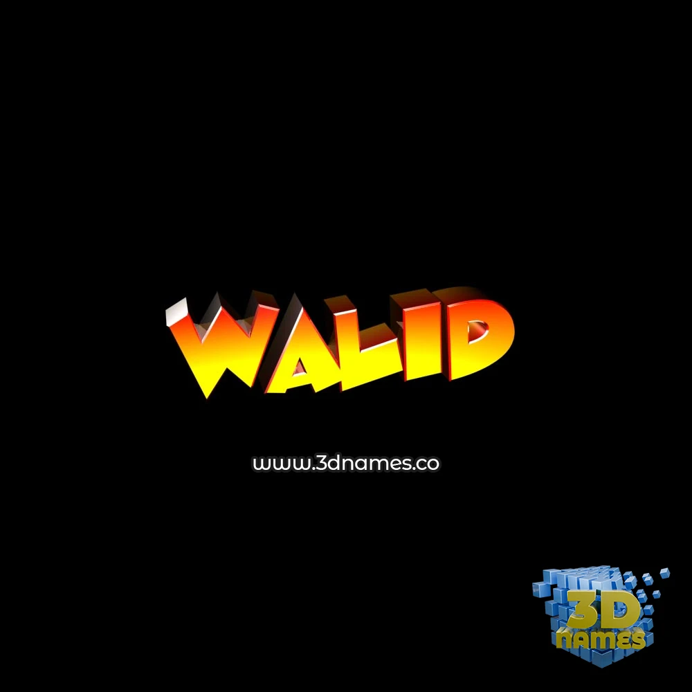walid in Black Background style - 3D name wallpaper