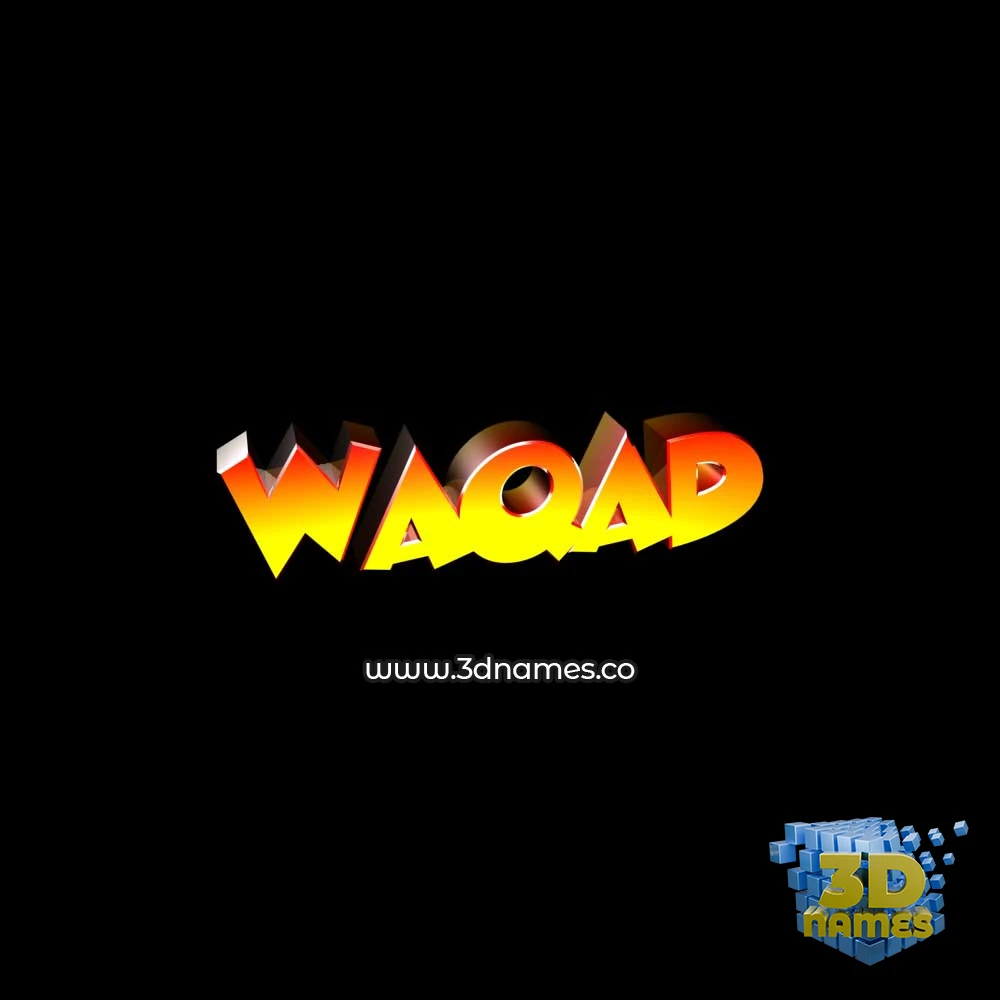 waqad in Black Background style - 3D name wallpaper