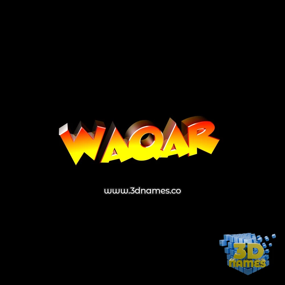 waqar in Black Background style - 3D name wallpaper