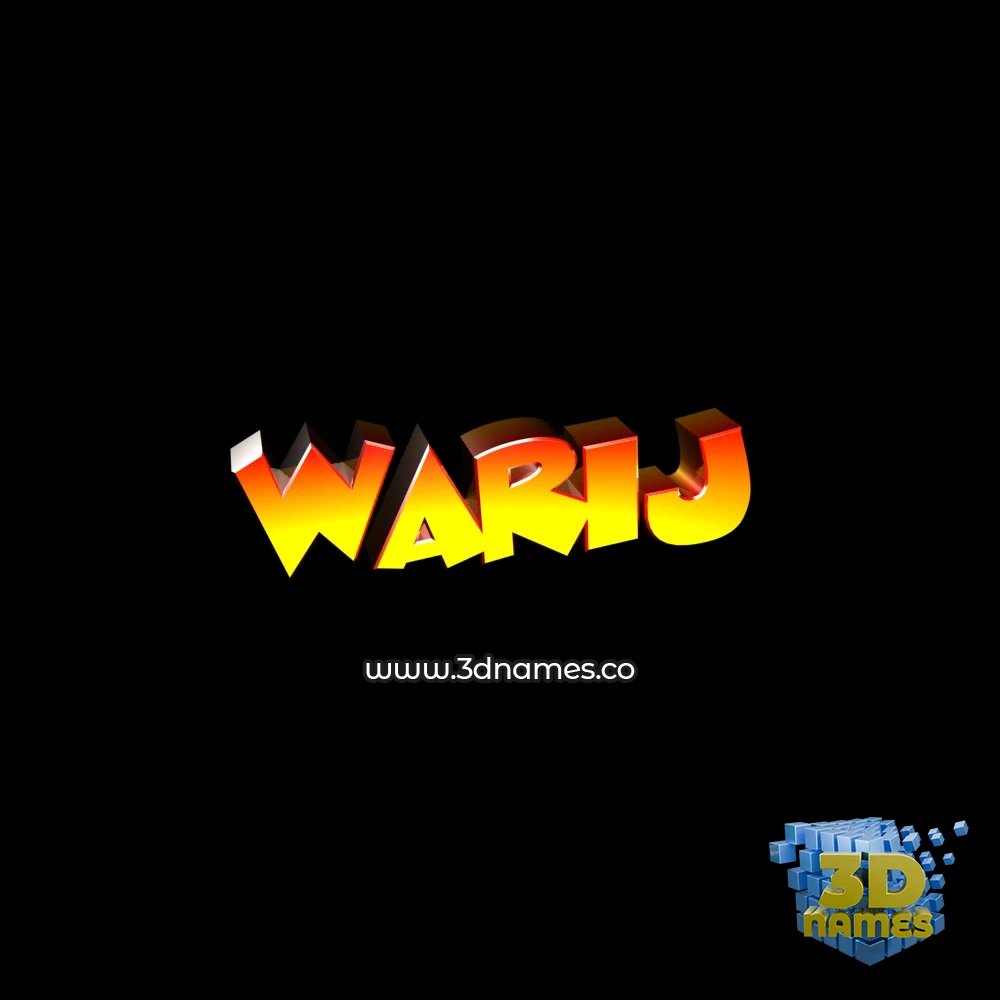 warij in Black Background style - 3D name wallpaper