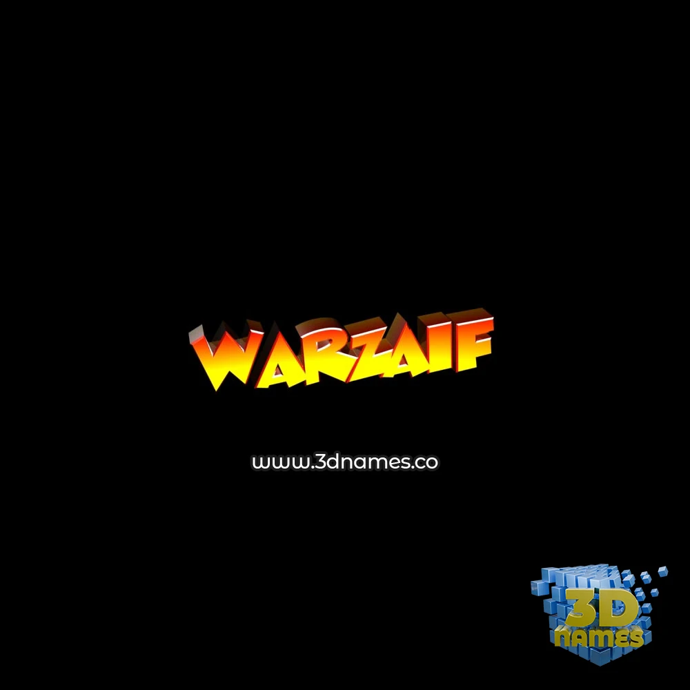 warzaif in Black Background style - 3D name wallpaper