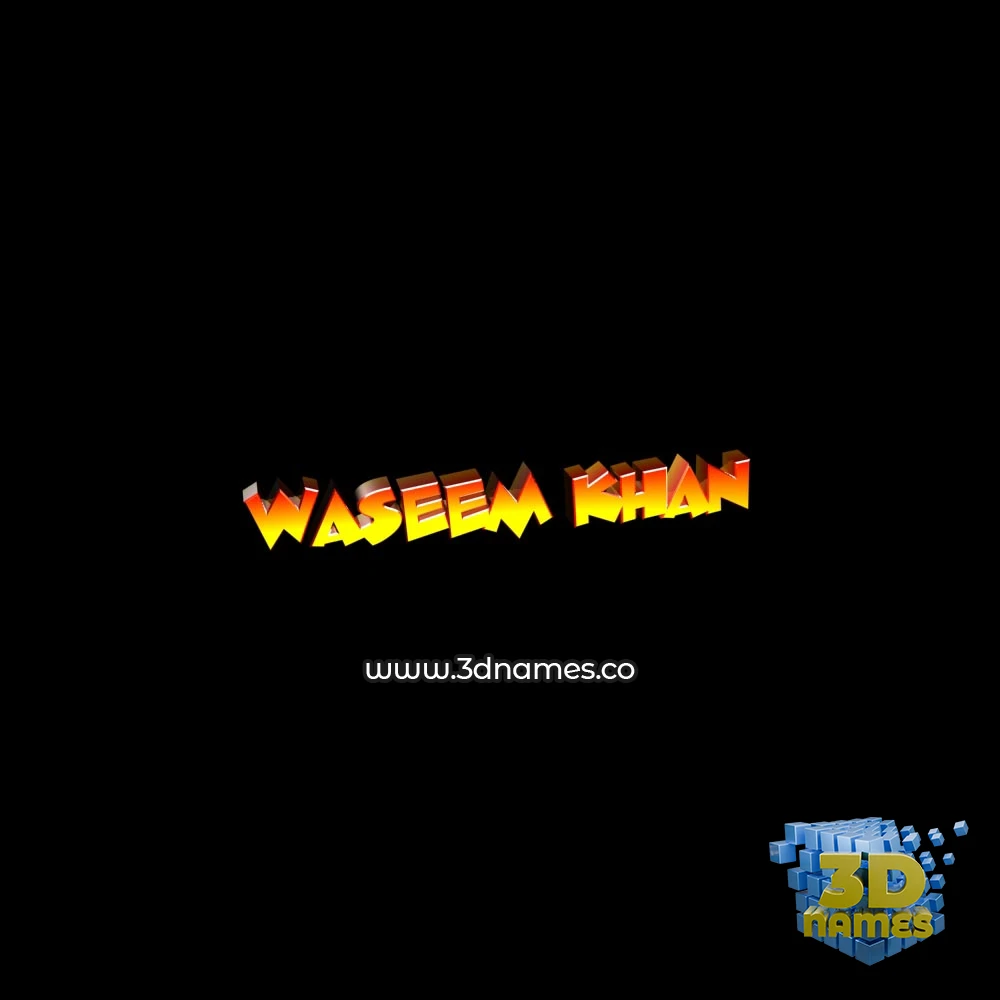 waseem khan in Black Background style - 3D name wallpaper