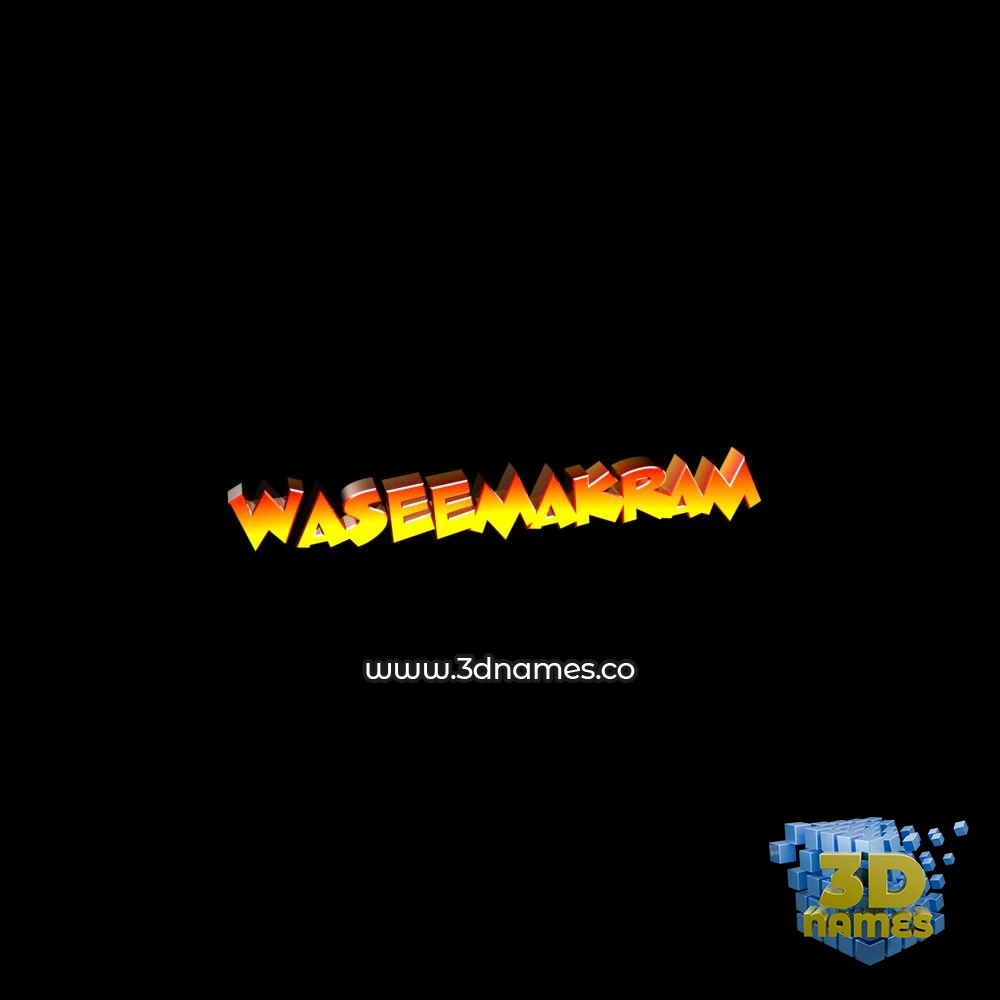 waseemakram in Black Background style - 3D name wallpaper