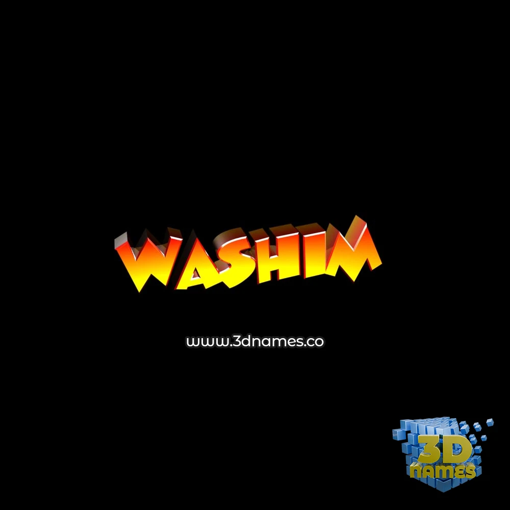 washim in Black Background style - 3D name wallpaper