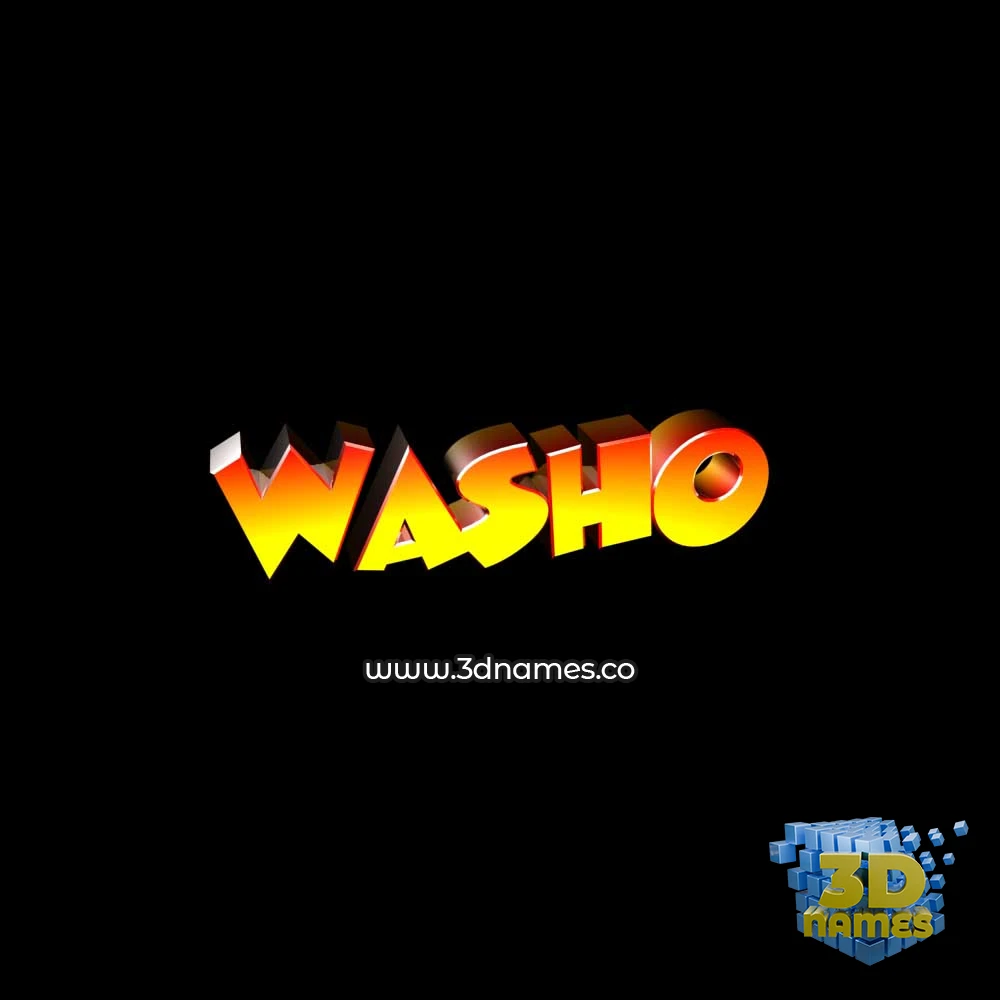 washo in Black Background style - 3D name wallpaper