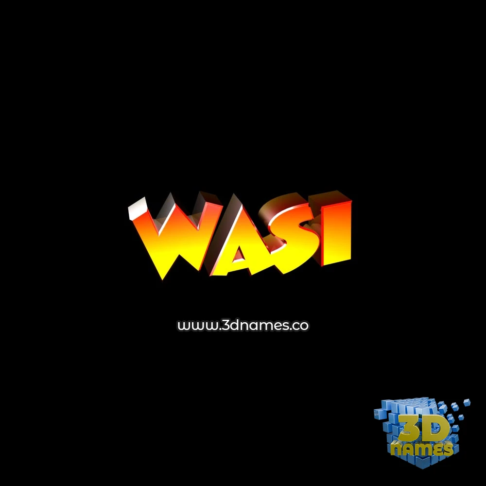 wasi in Black Background style - 3D name wallpaper
