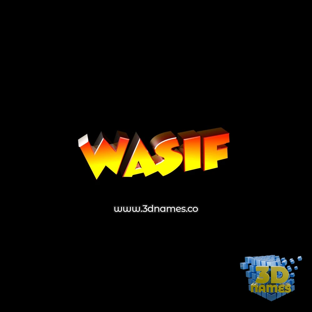 wasif in Black Background style - 3D name wallpaper