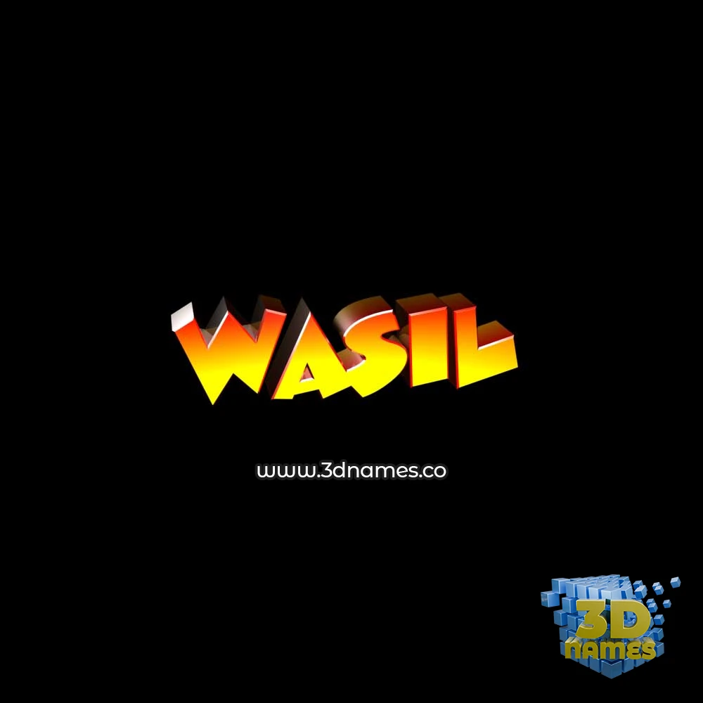 wasil in Black Background style - 3D name wallpaper