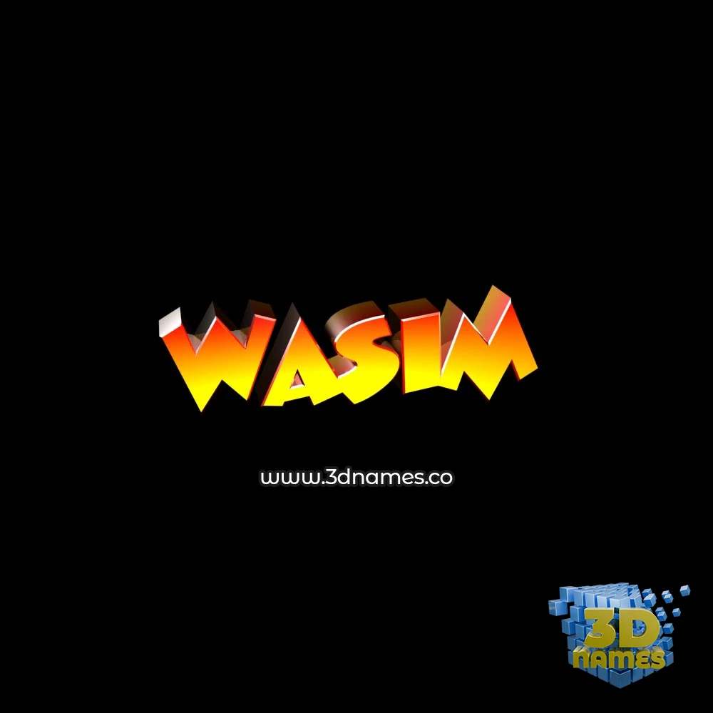 wasim in Black Background style - 3D name wallpaper