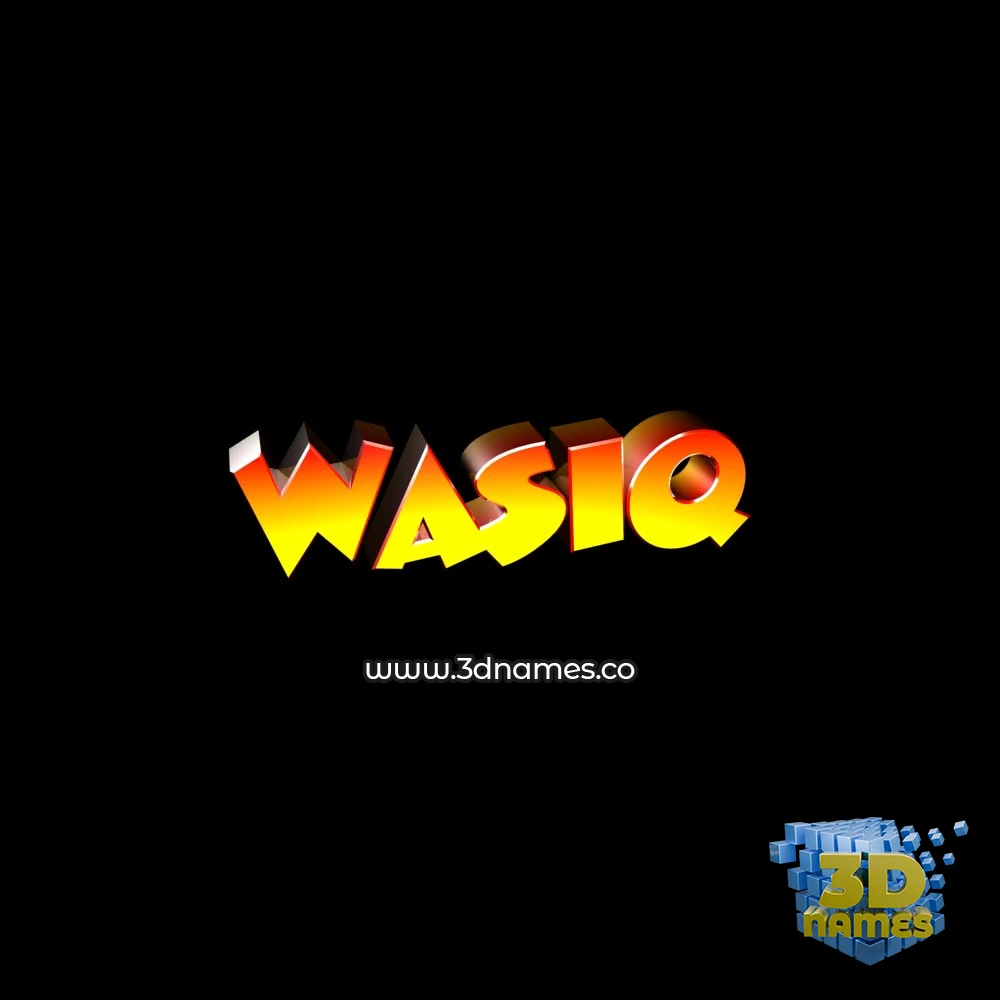 wasiq in Black Background style - 3D name wallpaper