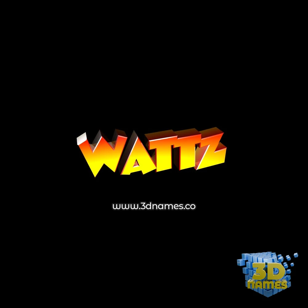 wattz in Black Background style - 3D name wallpaper