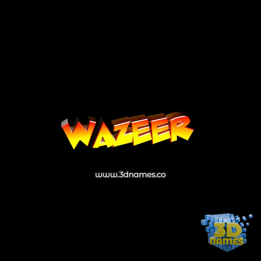 wazeer in Black Background style - 3D name wallpaper