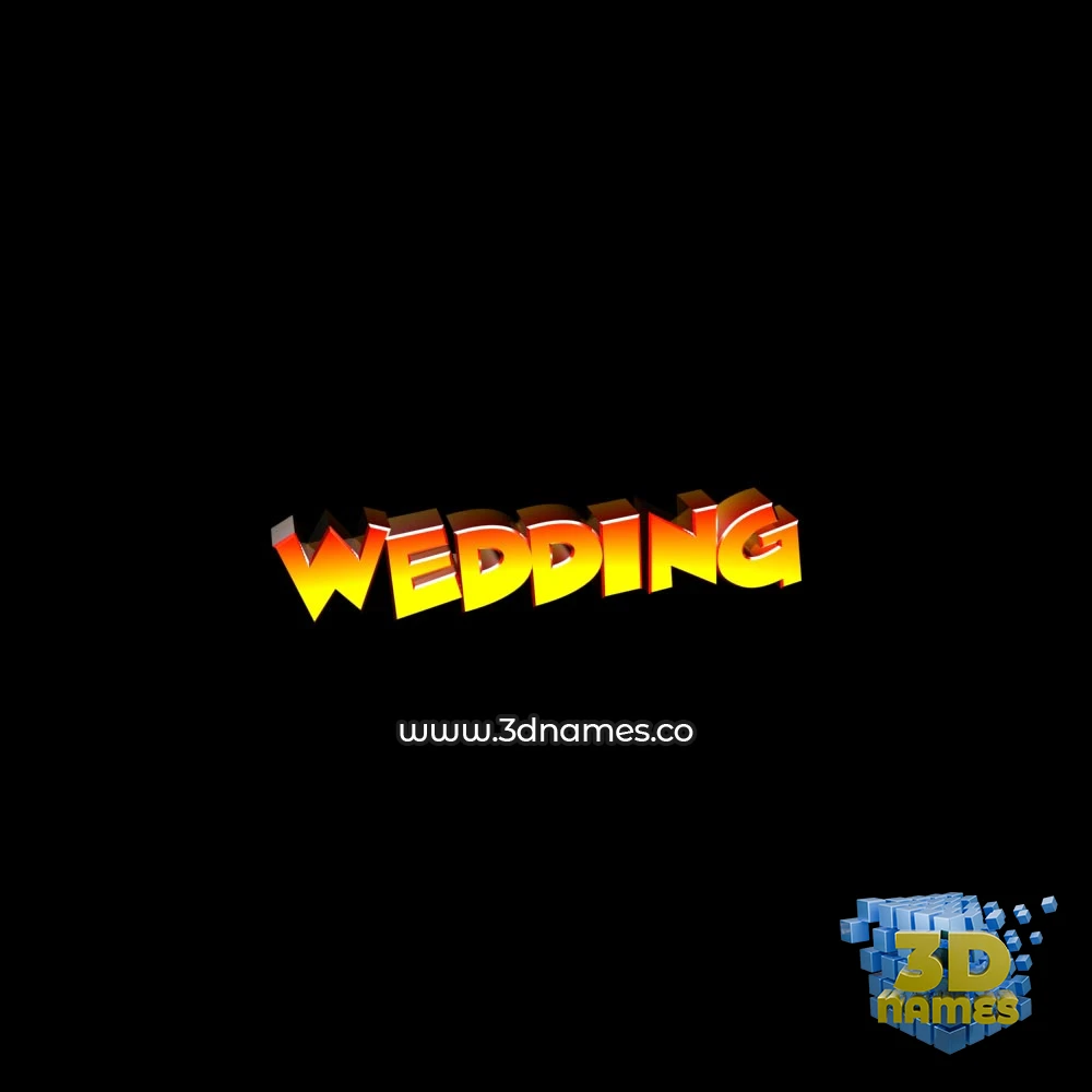 wedding in Black Background style - 3D name wallpaper