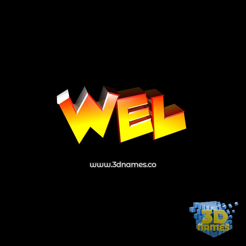 wel in Black Background style - 3D name wallpaper