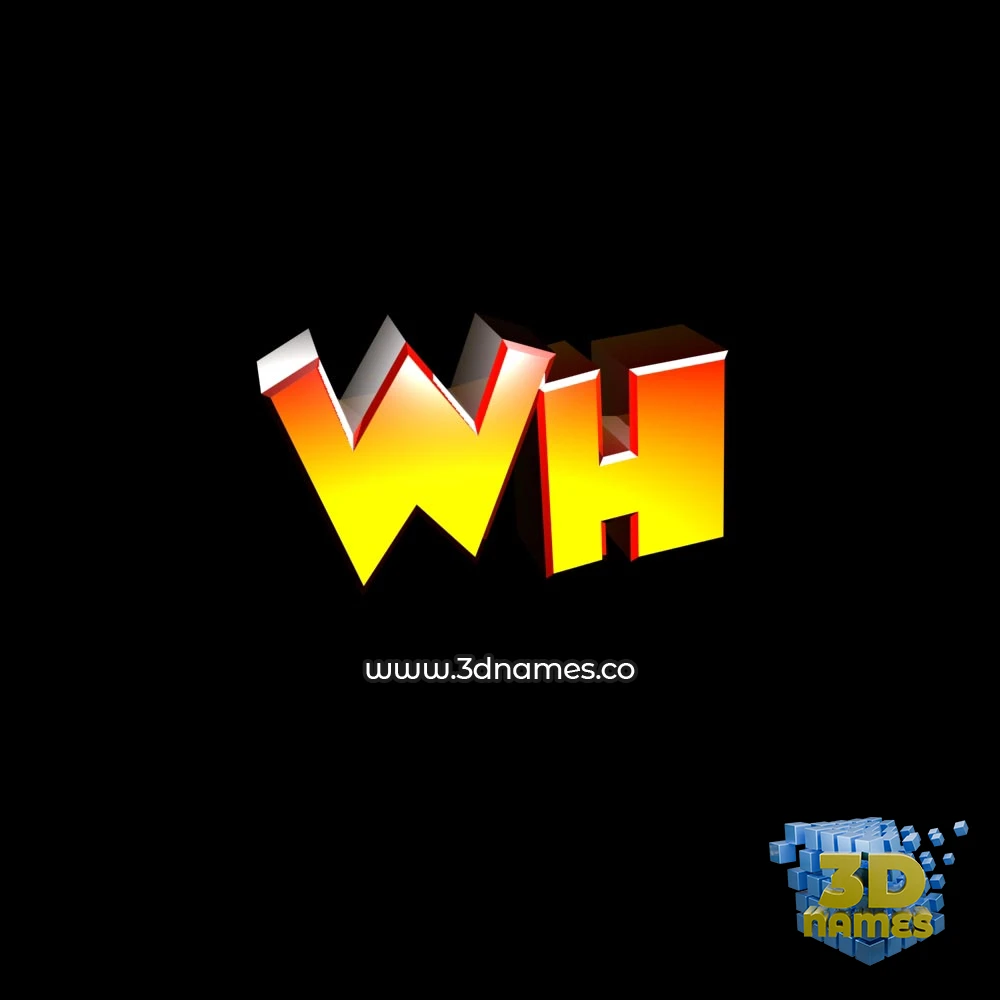 wh in Black Background style - 3D name wallpaper