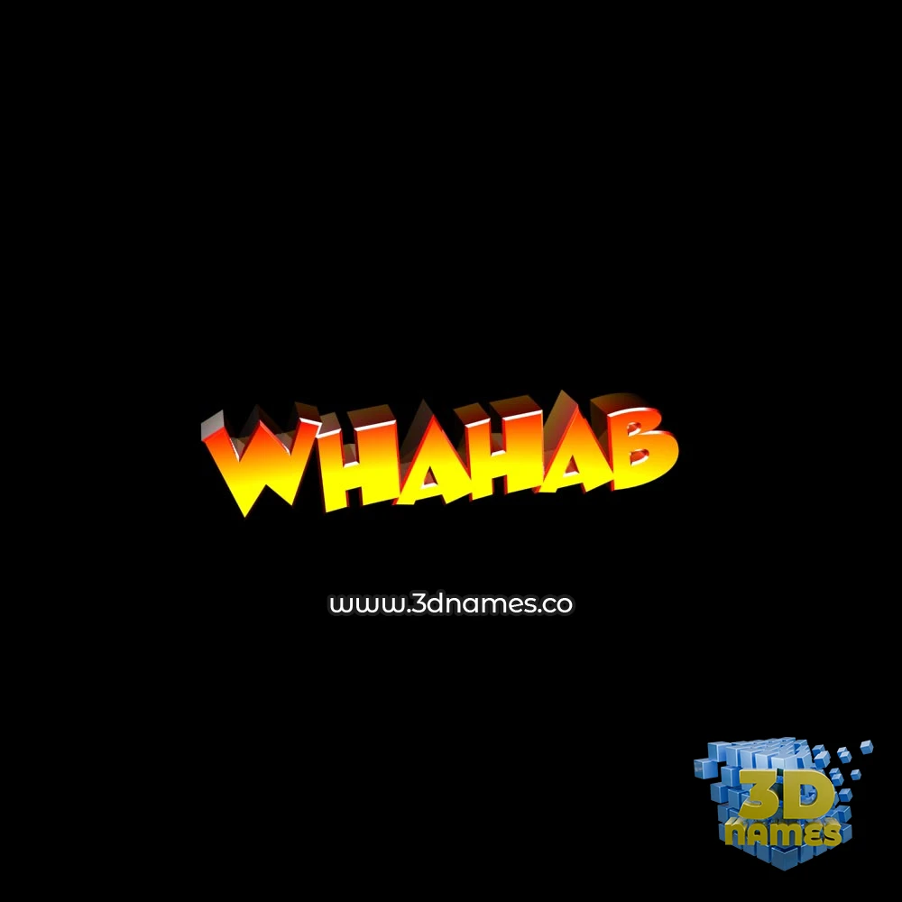 whahab in Black Background style - 3D name wallpaper