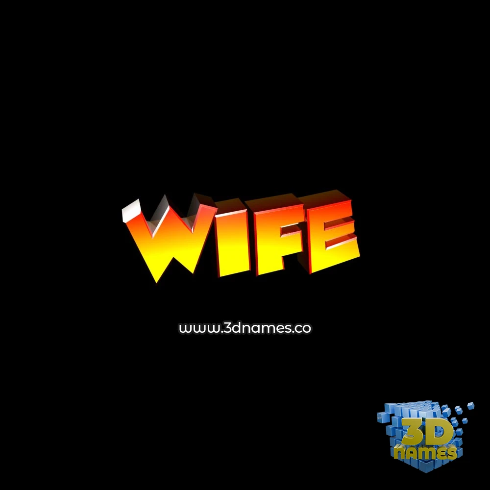 wife in Black Background style - 3D name wallpaper