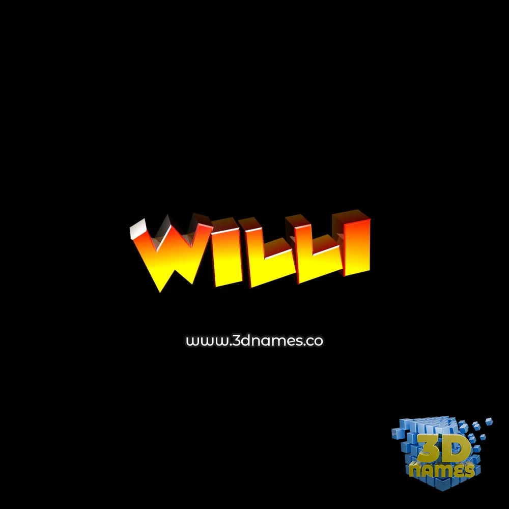 willi in Black Background style - 3D name wallpaper