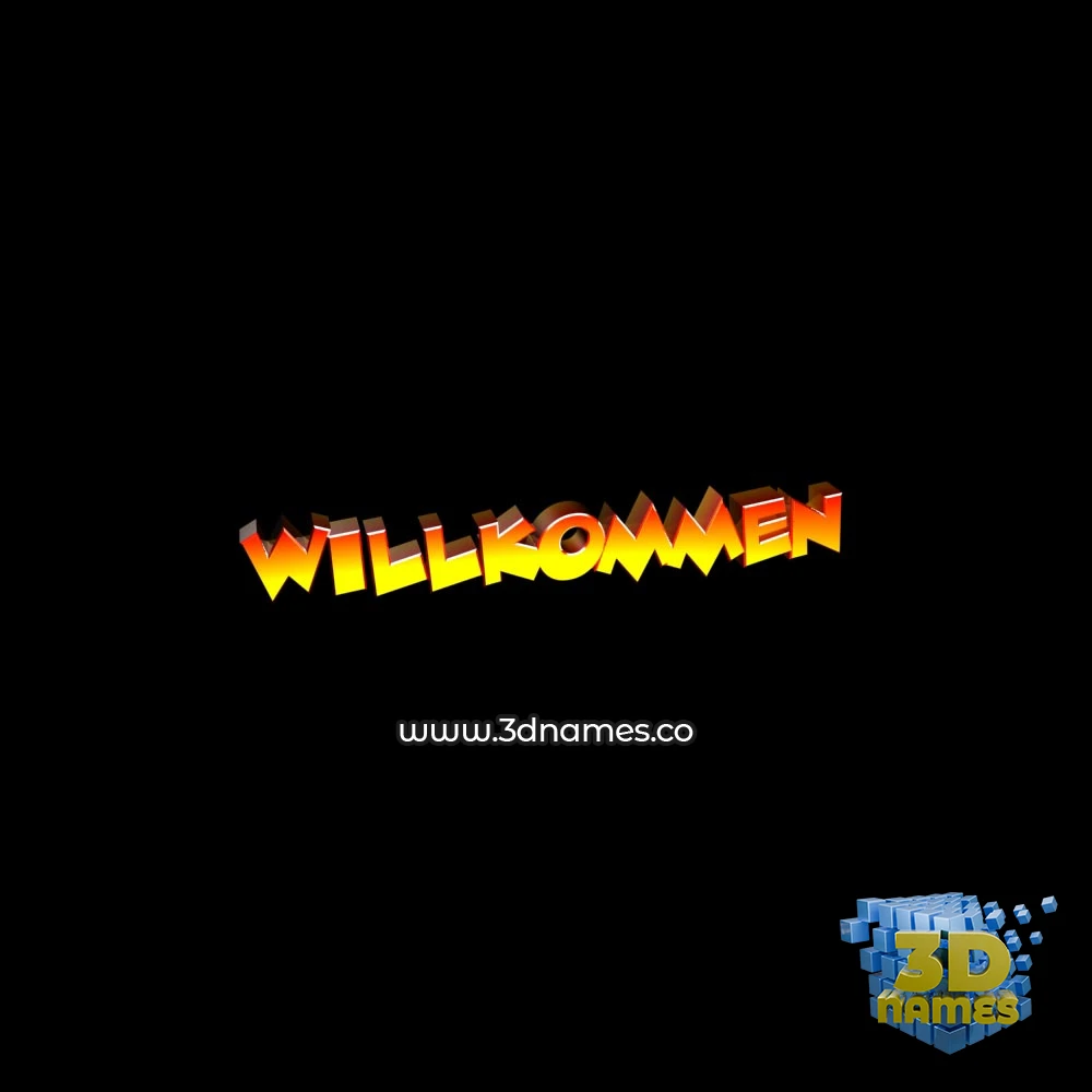 willkommen in Black Background style - 3D name wallpaper