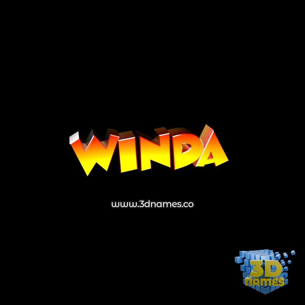 winda in Black Background style - 3D name wallpaper