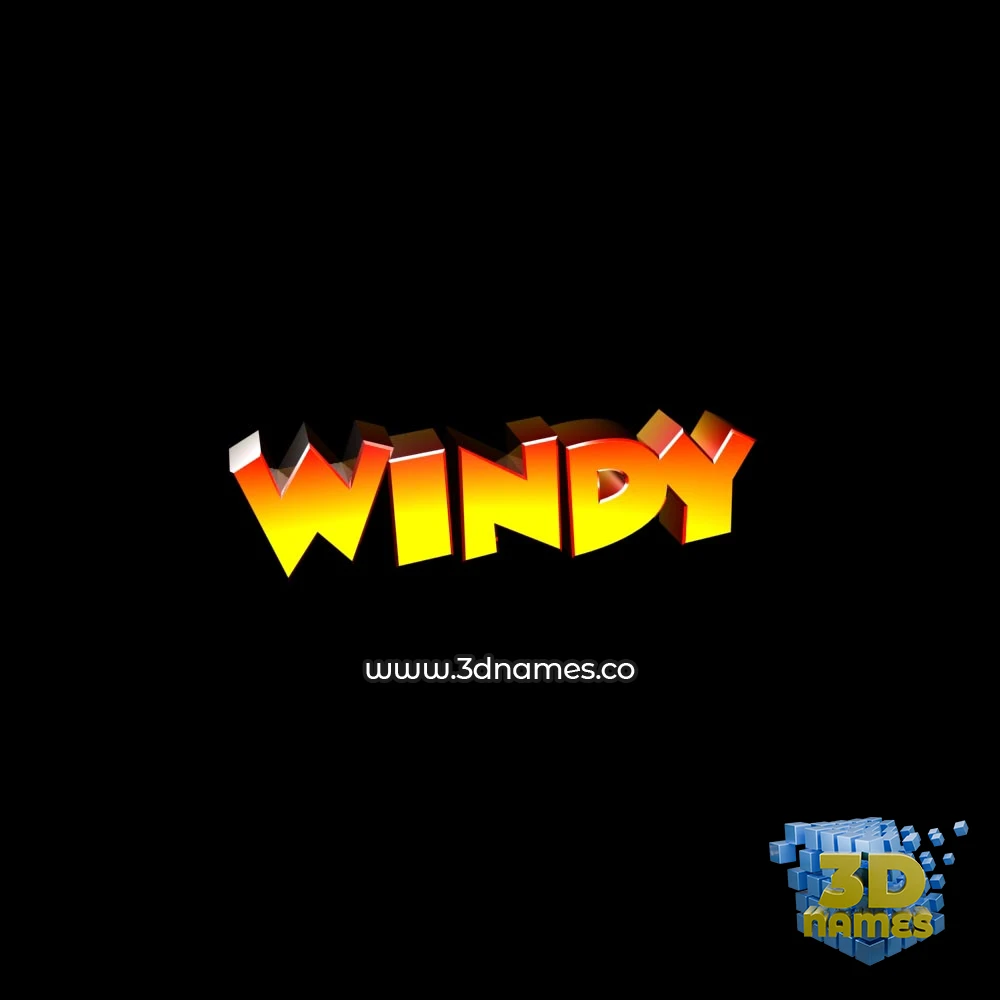 windy in Black Background style - 3D name wallpaper